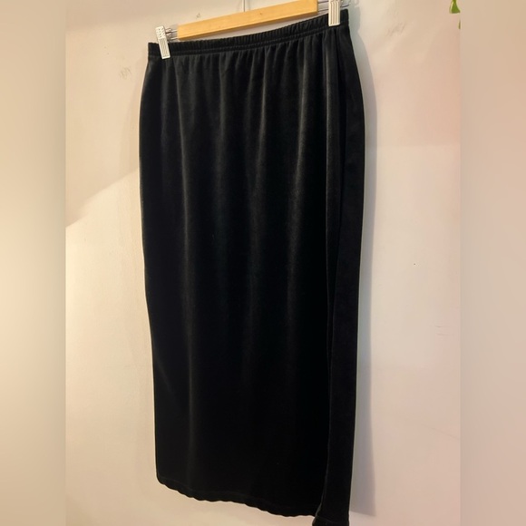 Gloria Vanderbilt Velour Vintage Lined Midi Bodycon Black Skirt S - Picture 2 of 8